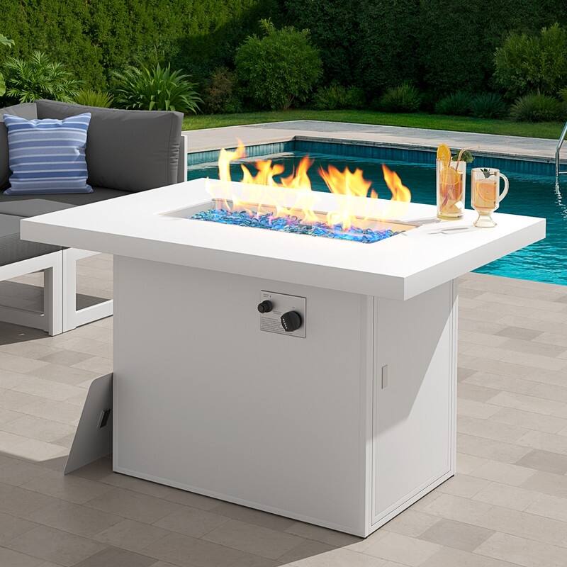 43" Rectangular Aluminum Gas Fire Pit Table, CSA, 60,000 BTU