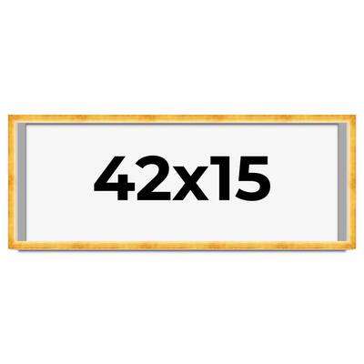 42x15 Shadow Box Frame Gold | 1.625 Inches Deep Real Wood Traditional