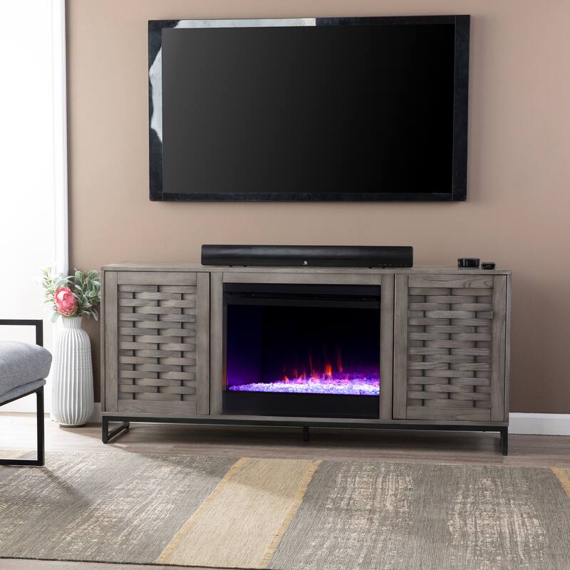 SEI Furniture Akehurst Electric Fireplace TV Stand with Media Storage