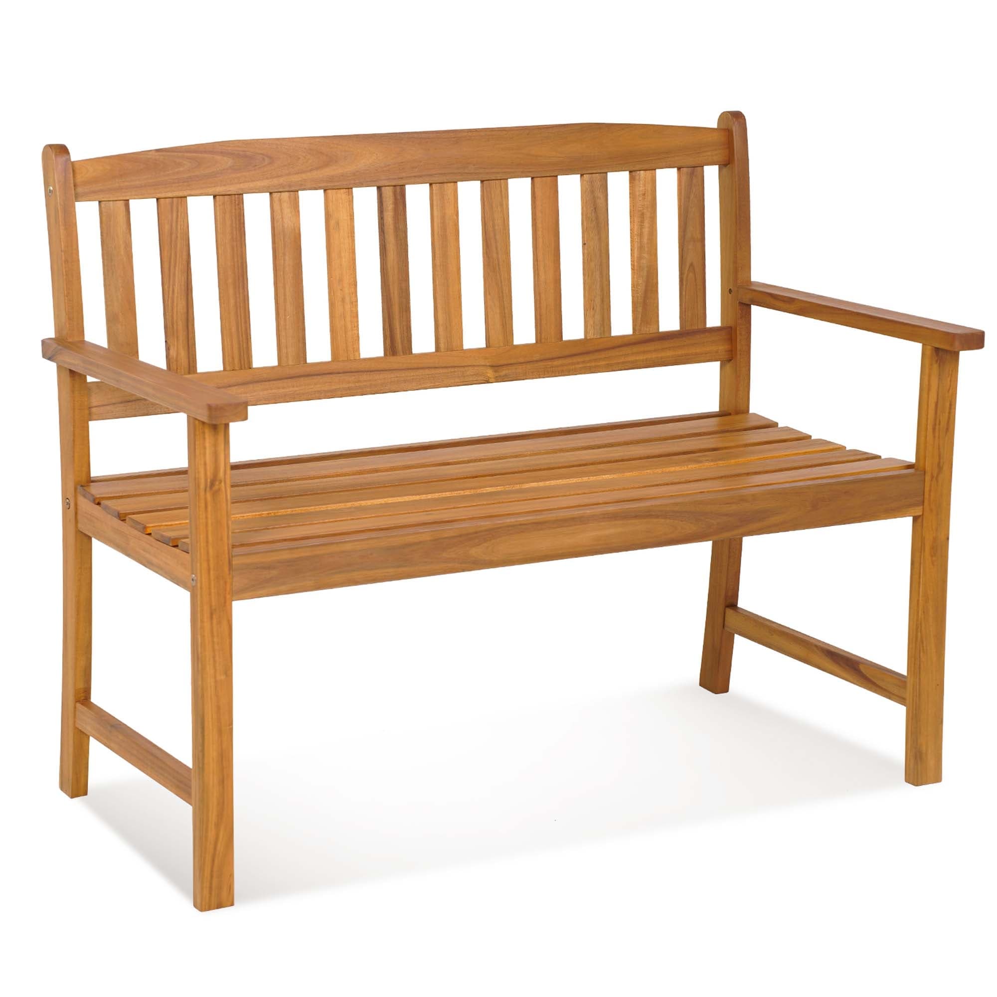 Costway Patio Acacia Wood Bench 2-Person 800 Lbs