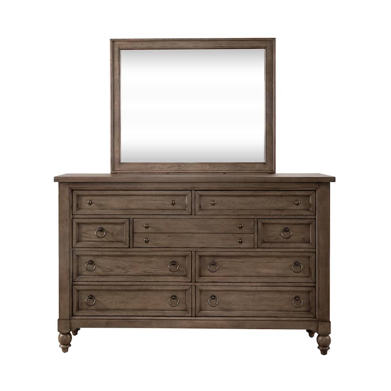 Americana Farmhouse Shelter Bed, Dresser, Mirror, and Nightstand Bedroom Set