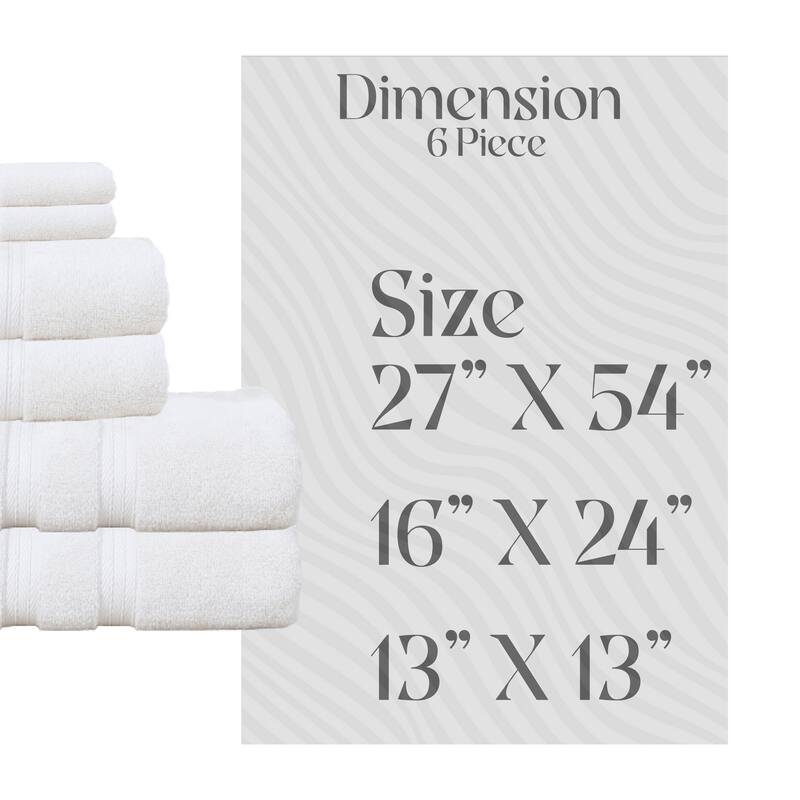 Home Weavers Elegance Essentials 550GSM Cotton Zero Twist Super Absorbent Bath Towel Set of 6