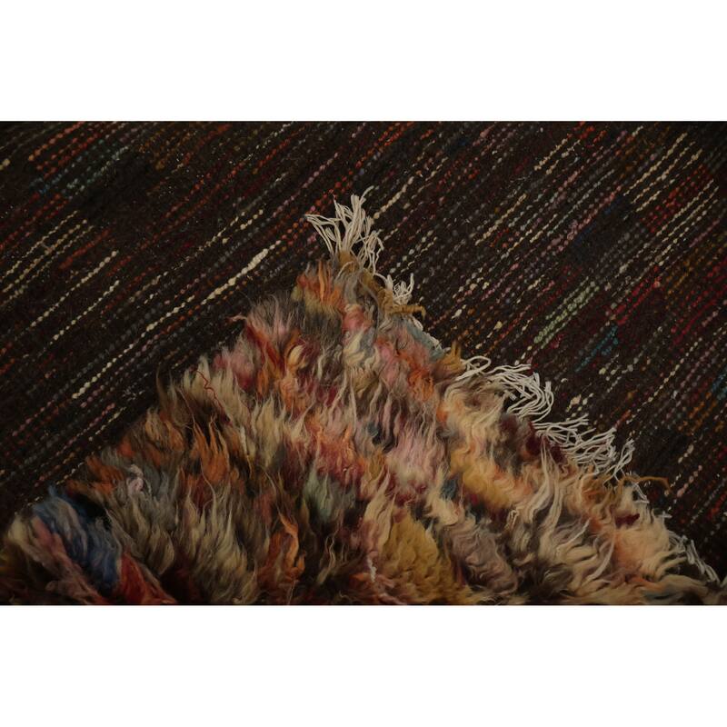 Hand Knotted Oriental 100% Wool Carpet Modern Tribal Brown Moroccan Area Rug - 9' 10'' X 6' 10''