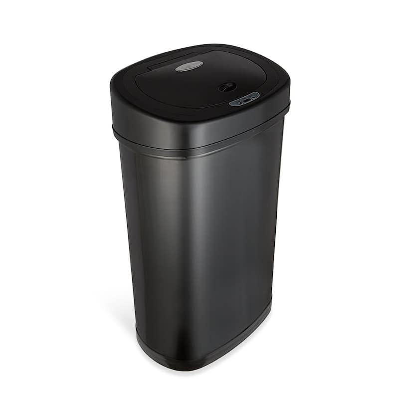 NINESTARS Oval Motion Sensor Trash Can 13.2 Gallon, Black Stainless Steel DZT-50-9BK - 13.2Gal./50L. - Black