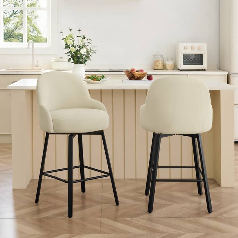 Spruce & Spring Amari Swivel Upholstered Counter Bar Stool with Thickened Cushion