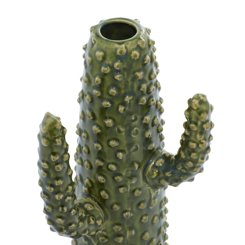 Ceramic Cactus Vase - Green - Roche River Decor - 5"W x 7"L x 13"H