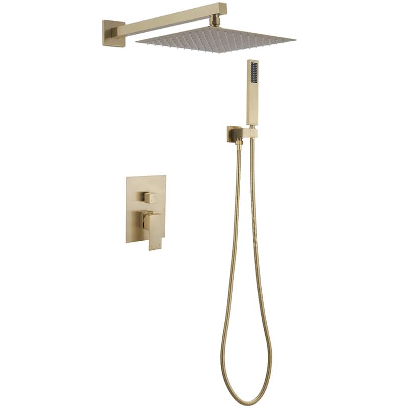 WIZ 2-Spray 10 in. Wall Mount Shower Head System Shower Faucet - Gold