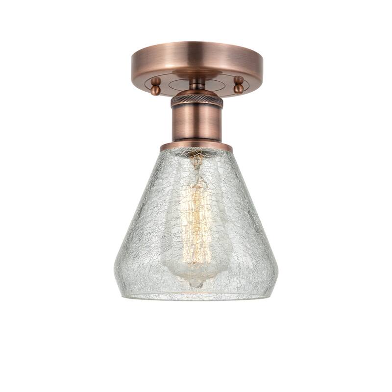 Innovations Lighting Edison Conesus - 1 Light 6" Semi-Flush Mount - Antique Copper/Clear Crackle
