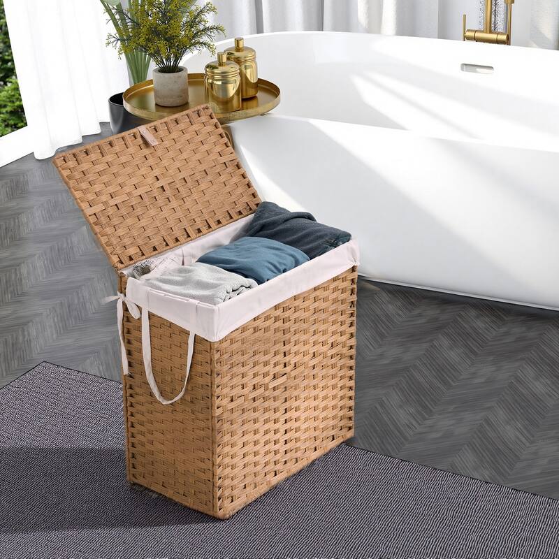 90L Foldable Laundry Hamper with Lid & Removable Bags