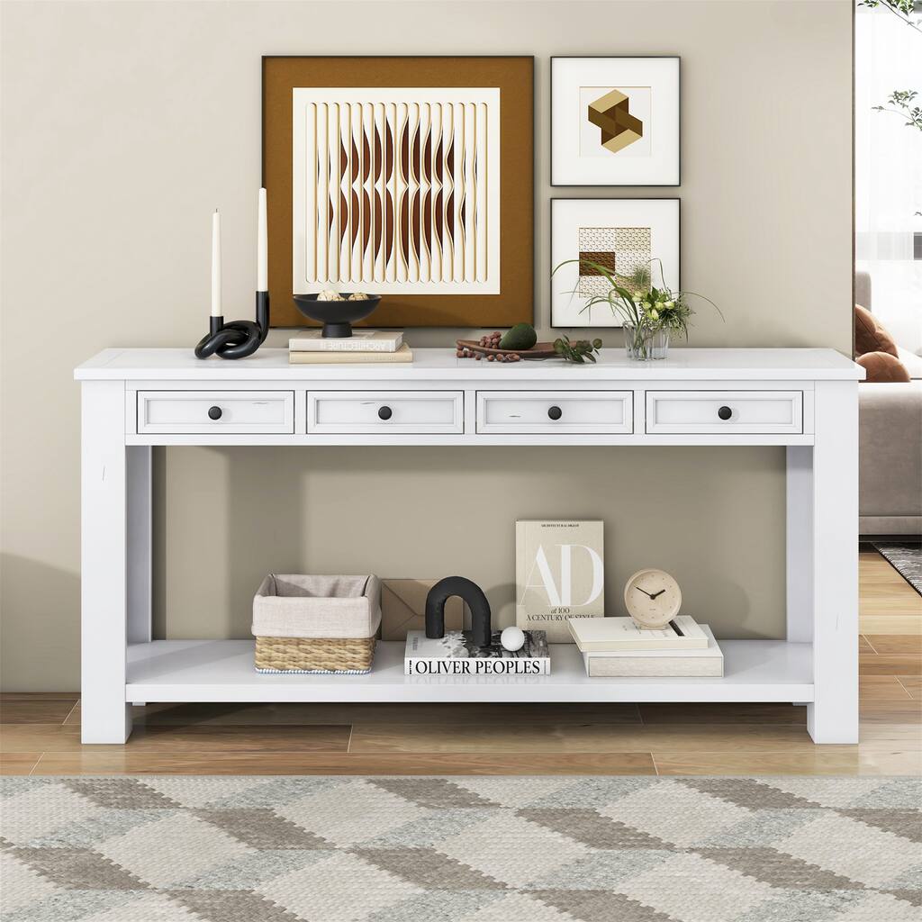 Console Table/Sofa Table with Storage Drawers and Bottom Shelf