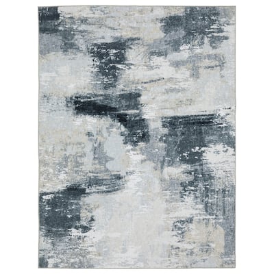 Vista Home Sunderland Abstract Shadows Washable Grey/Ivory Rug Mat
