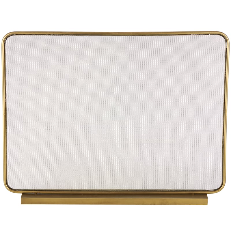 Metal Geometric 1 Panel Fireplace Screen with Rounded Edges and Rectangular Base - Gold - Roche River Decor - 5"W x 38"L x 29"H