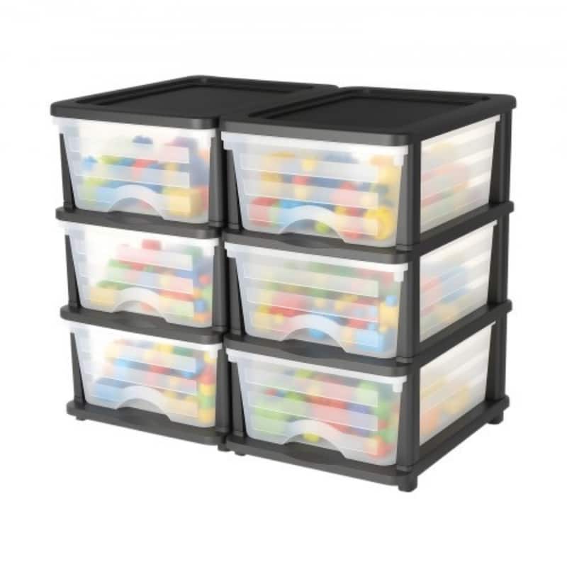 Multi-Purpose Plastic Storage Drawers with Transparent Front and Rolling Cabinet for Bedroom or Kitchen - 6-Drawers