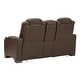 preview thumbnail 5 of 3, Signature Design by Ashley Man-Den Brown Leather Power Dual Reclining Loveseat