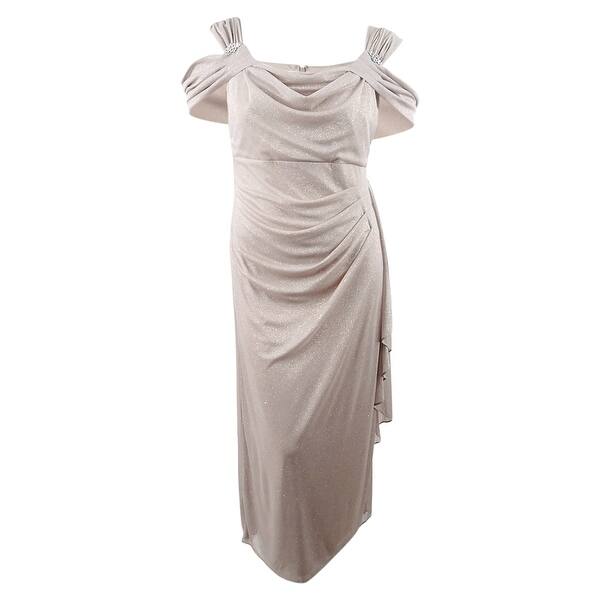 Shop R M Richards Women S Plus Size Draped Cold Shoulder Gown Overstock 27638155