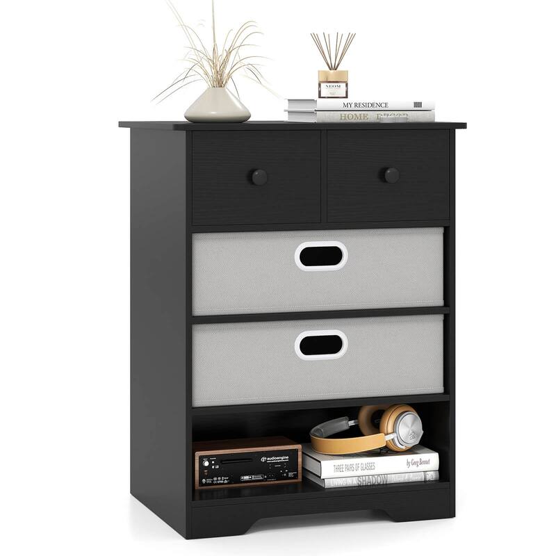 Costway 4-Drawer Dresser Modern Chest Storage Organizer with Open