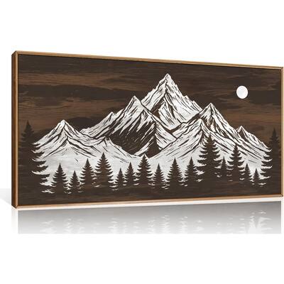 Country Wood Forest Wall Decor, Woodcut Pine Tree Wall Painting