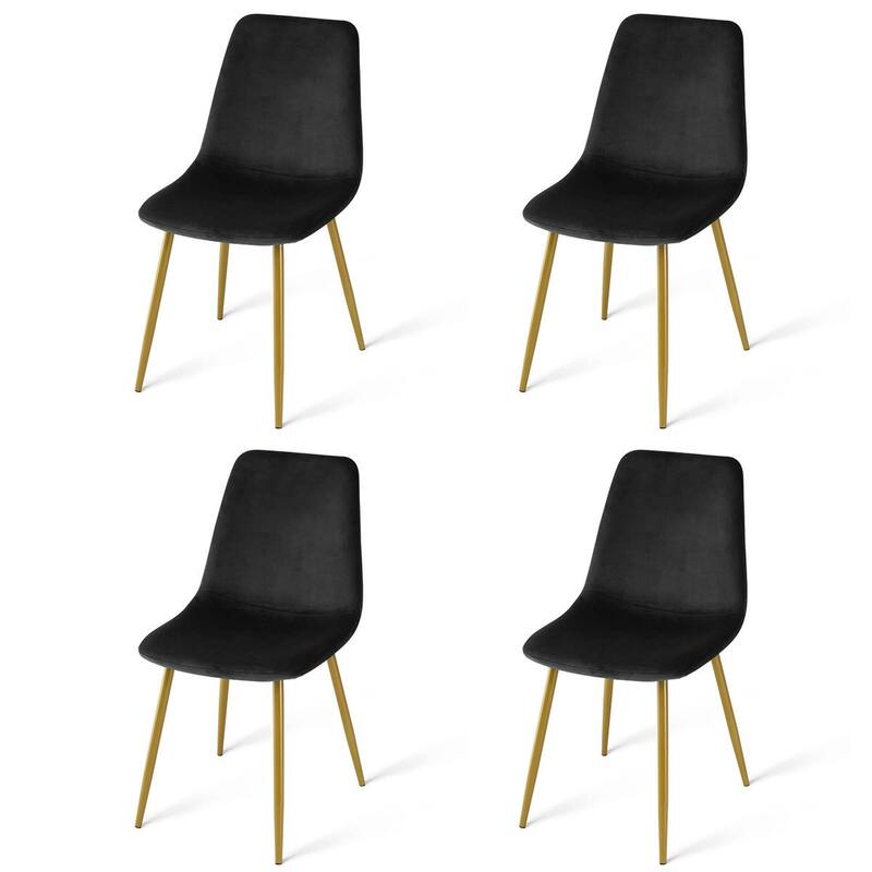 Velvet Upholstered Gold Frame Dining Chair Side Chair , Set of 4 - 34"x18"x18"