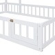 preview thumbnail 29 of 45, Full Size Wooden Floor Bed with Fence and Detachable Headboard for Kids