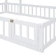 preview thumbnail 18 of 94, Roomfitters Twin Size Floor Bed with Fence Railings and Detachable House-Shaped Headboard, Montessori Playhouse Bed