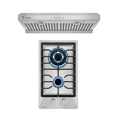 2 Piece Kitchen Appliances Packages Including 12" Gas Cooktop and 30" Under Cabinet Range Hood