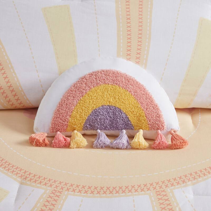 Intelligent Design Kids Ellie Yellow/ Coral Sunshine Printed Reversible Comforter Set