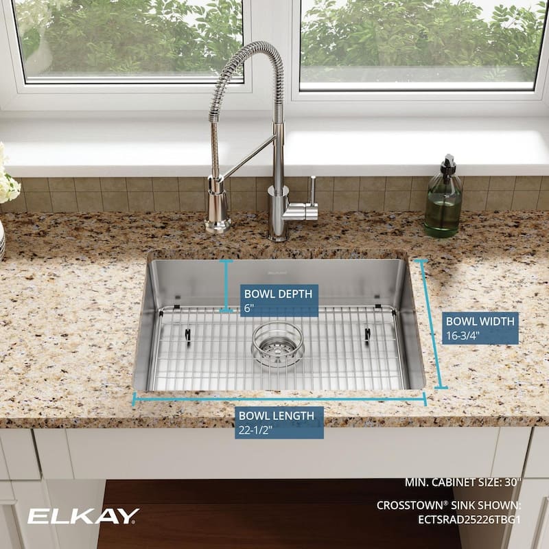 Elkay Crosstown Stainless Steel 25" x 22" x 6", Single Bowl Dual Mount ADA Sink Kit