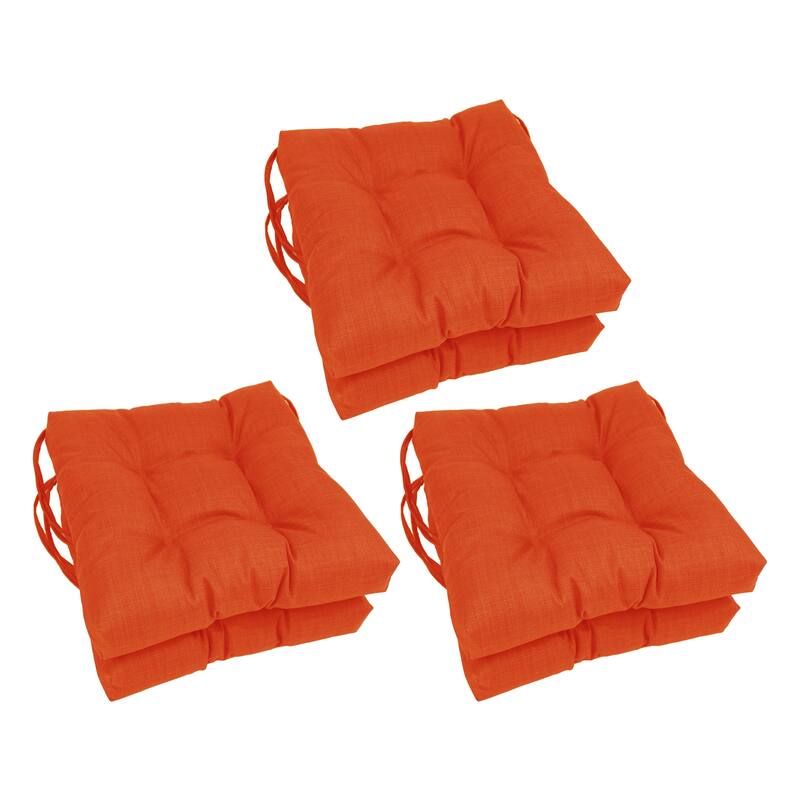 16-inch Square Tufted Indoor/Outdoor Chair Cushions (Set of 6) - Tangerine Dream