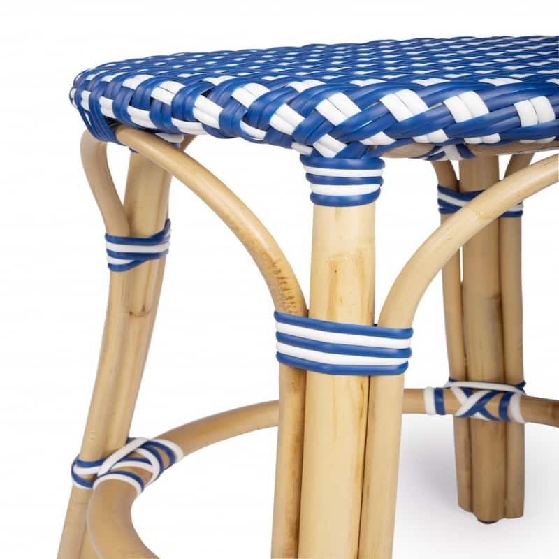 Rattan Backless Counter Height Bar Stool with Footrest, Water-Resistant
