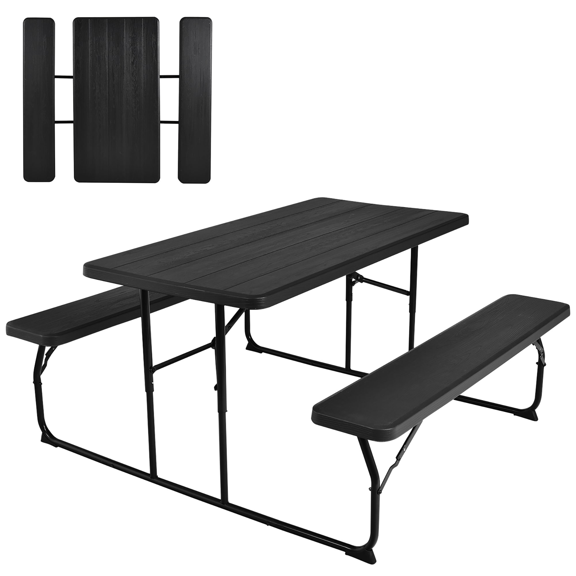 Costway Folding Picnic Table Bench Set for Camping BBQ w Steel See Details