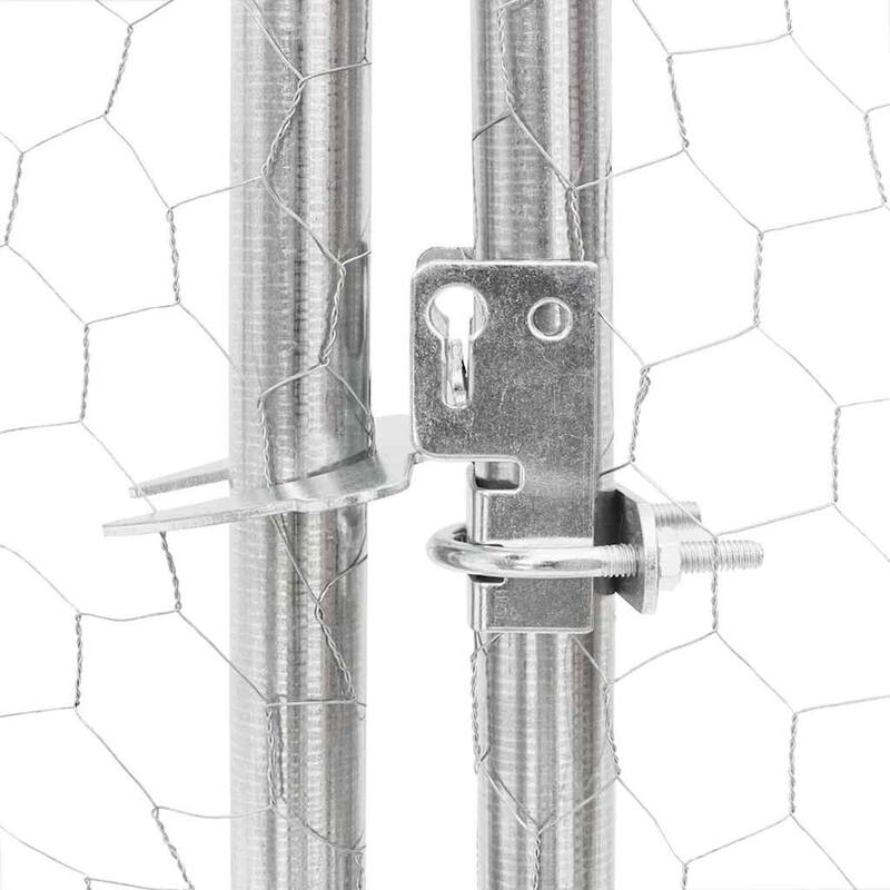 vidaXL Chicken Run Gray Galvanized Steel Durable Chicken Run - 98.4 x 39.6 x 88.8