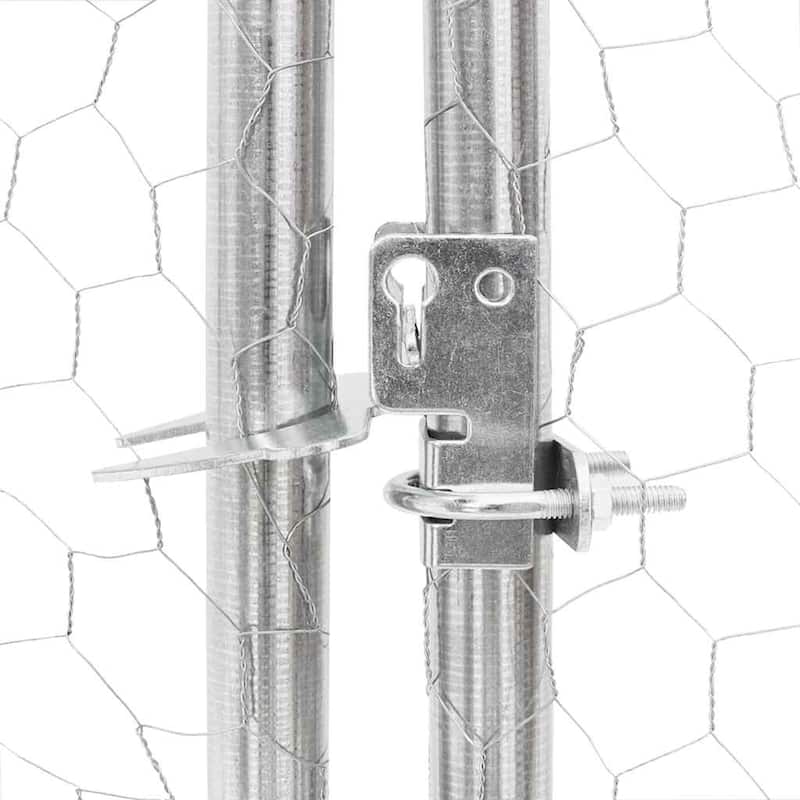 vidaXL Chicken Run Silver, Green Galvanized Steel, PE Large Durable - Silver - 157.5 x 98.4 x 88.6