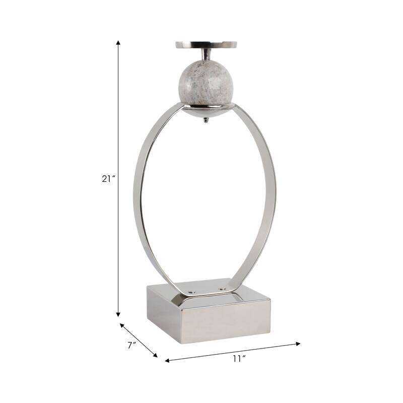 Candle Holder - Metal with Marble Sphere