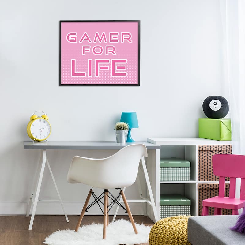 Stupell Pink Gamer For Life Framed Giclee Art Design By Yass Naffas Designs