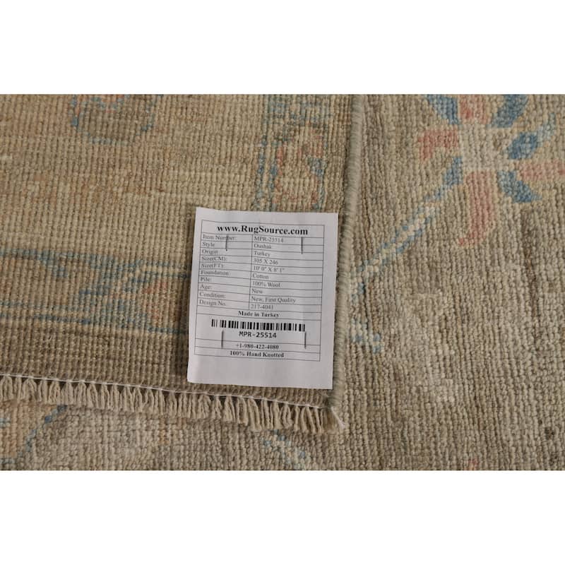 Vegetable Dye Oushak Turkish Rug Hand-Knotted Wool Carpet - 8'1"x 10'0"