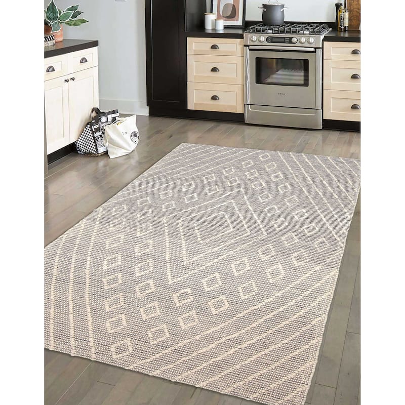ECARPETGALLERY Braid weave Sienna Grey Wool Rug - 5'1 x 7'11