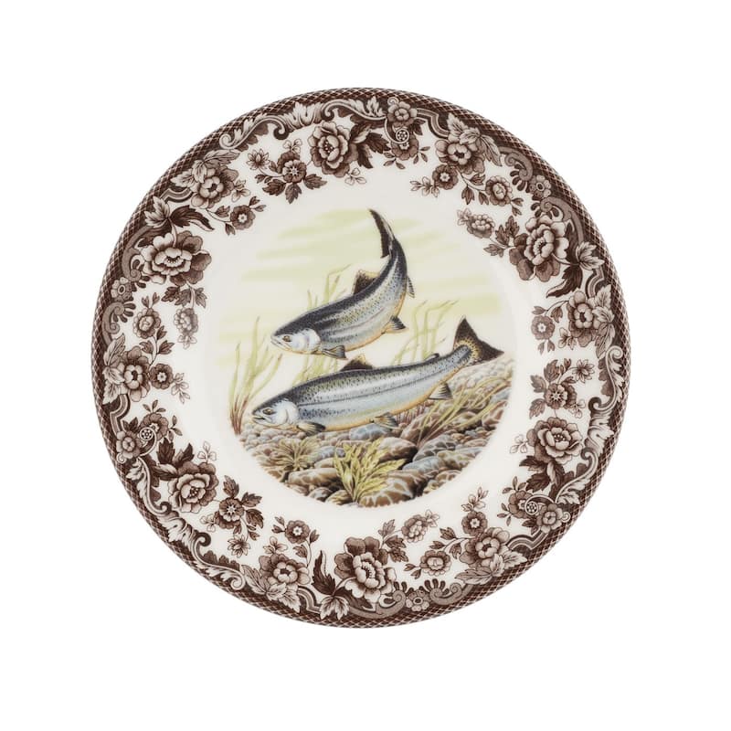 Spode Woodland Fish Motif 8 Plate - 8 in - King Salmon