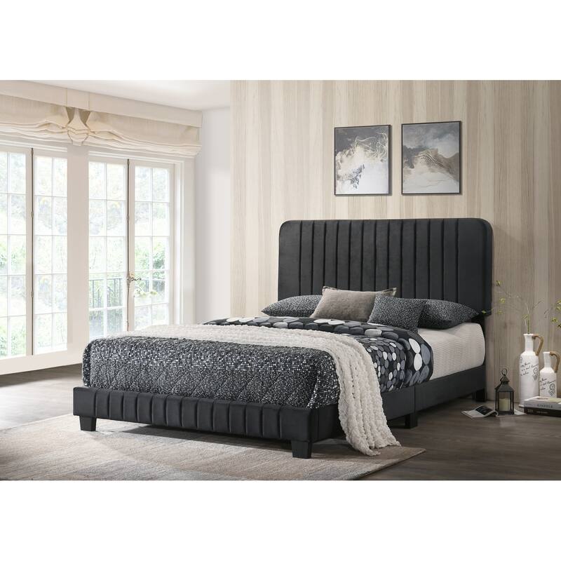 Black Queen Bed with Contemporary Transitional Frame, Strong Build and Elegant Finish for Stylish Bedroom Comfort