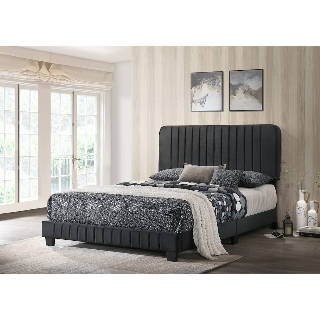Black Queen Bed with Contemporary Transitional Frame, Strong Build and Elegant Finish for Stylish Bedroom Comfort