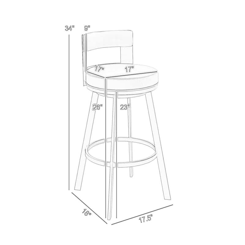 Ami 26 Inch Swivel Counter Stool Chair, Light Gray Faux Leather, Steel
