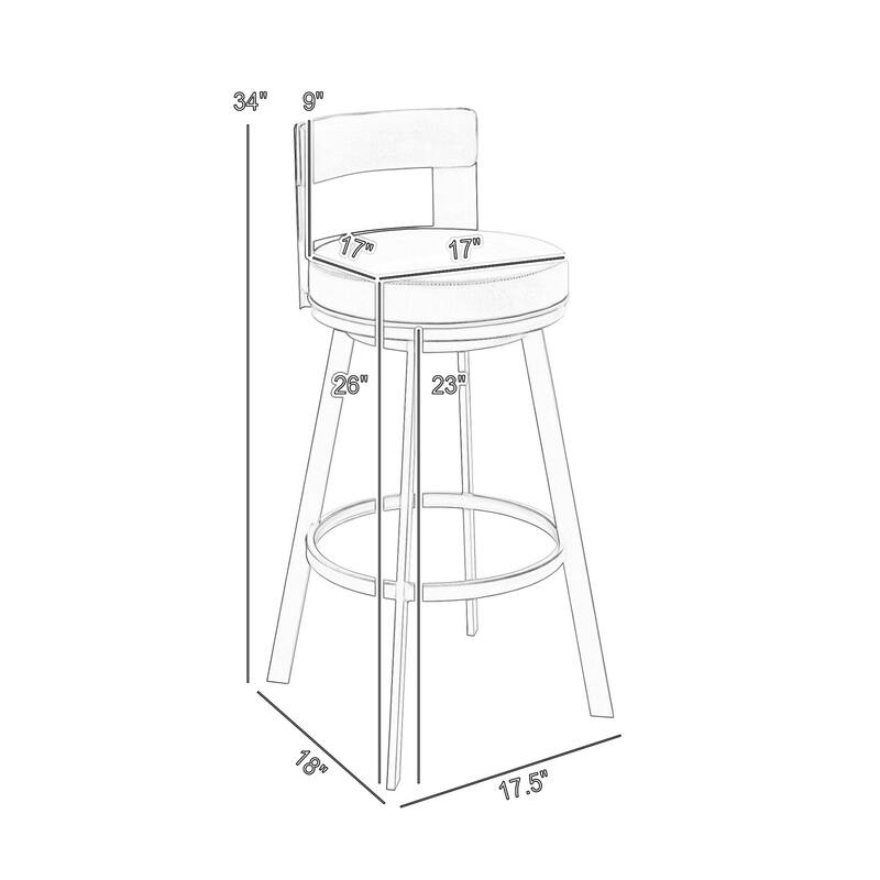 Ami 26 Inch Swivel Counter Stool Chair, White Faux Leather, Stainless Steel