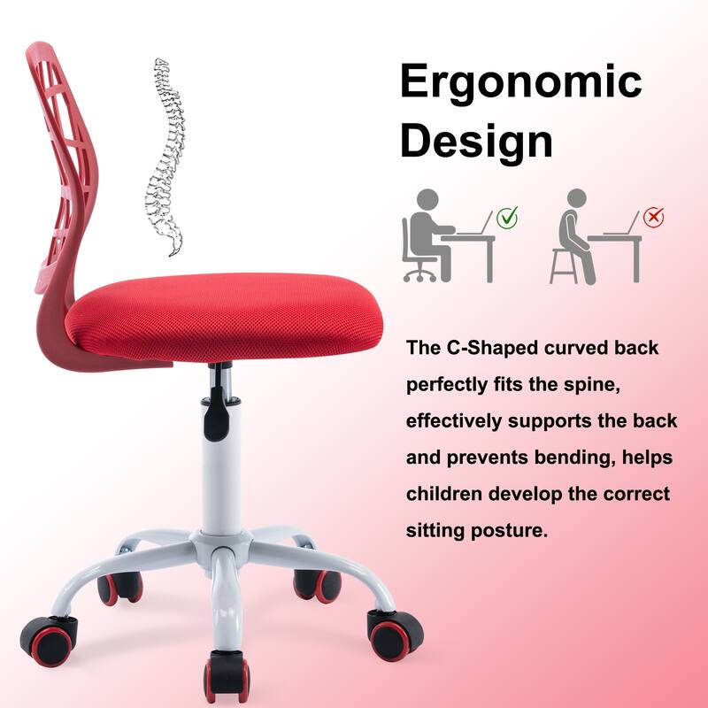 Mesh Ergonomic Swivel Armless Kids Study Chair with Adjustable Height