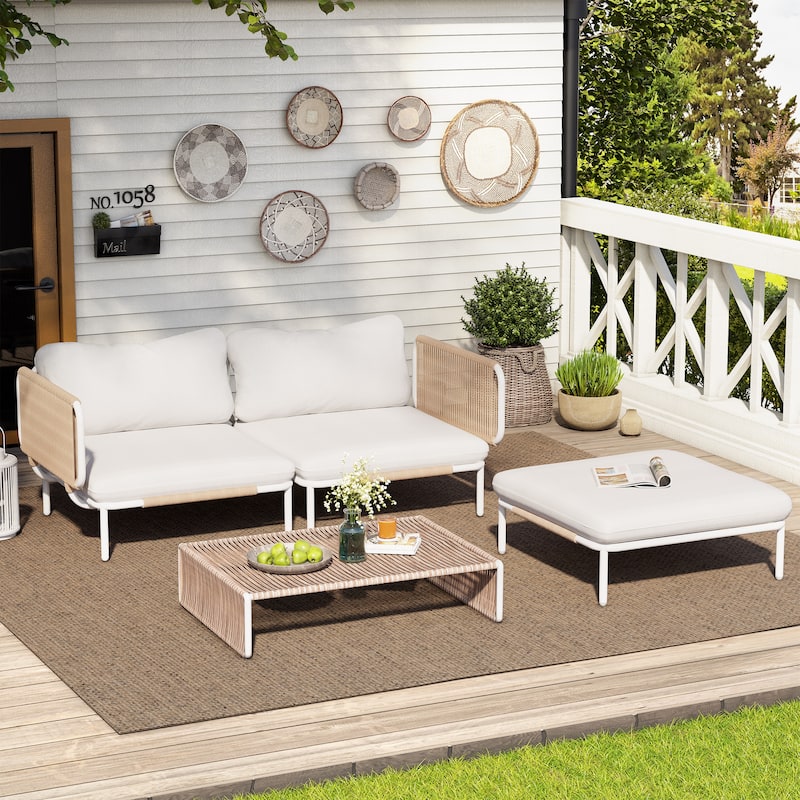 Outdoor Sofa Composed of Three Chairs, Customizable Set by Combining Multiple Chairs - Combined by 3 chairs