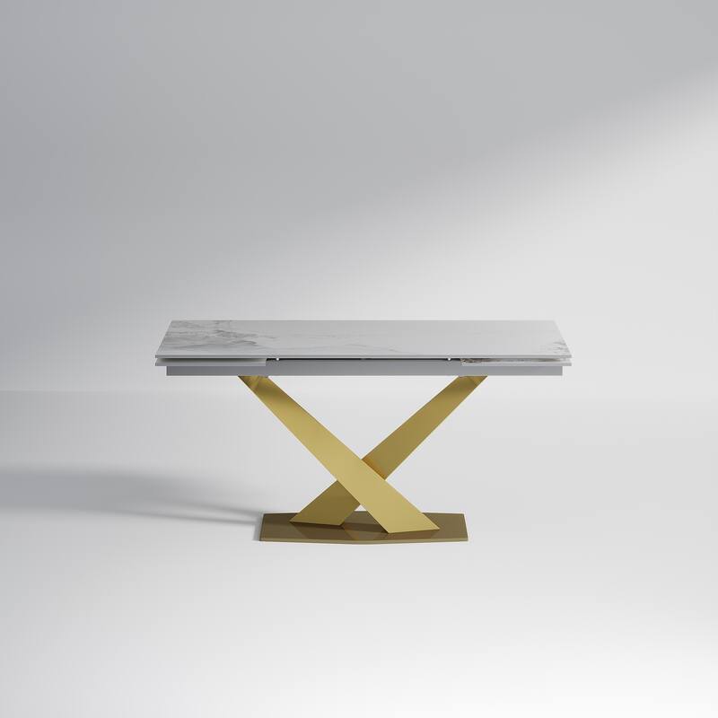 94.48" Modern Extendable Rectangular Sintered Stone Dining Table For 8 person - 62.99"- 94.48"