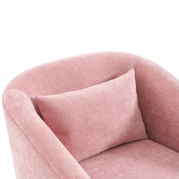 Pink Round Sofa Chair, Lounge Reading Armchair with Skirt Linen