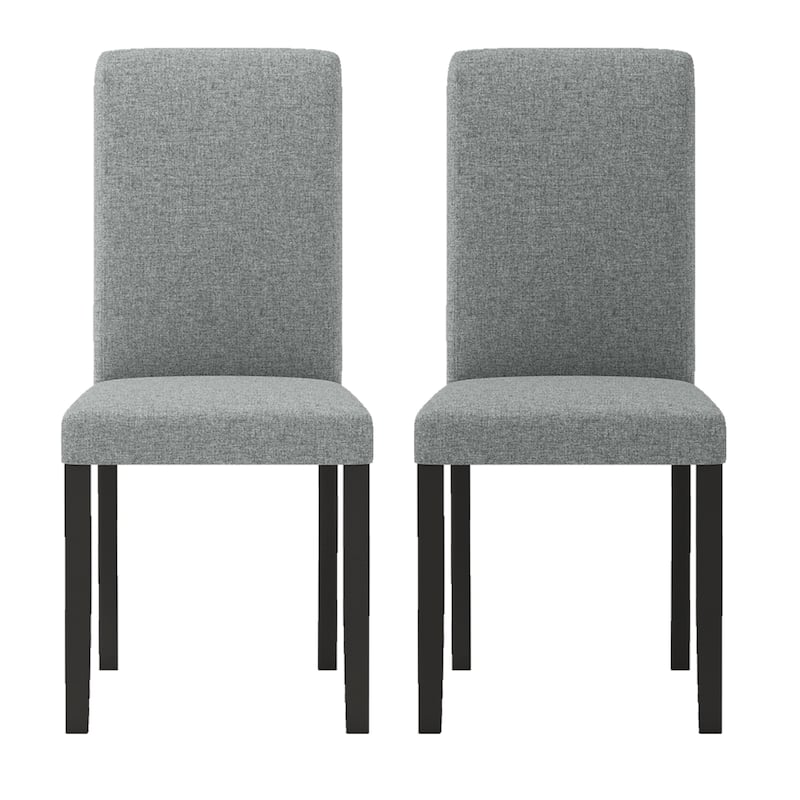 Modern Set of 2 Grey Dining Chair with Black Rubber Wood Frame and Ergonomic High Backrest - 17.5" x 22" x 37"