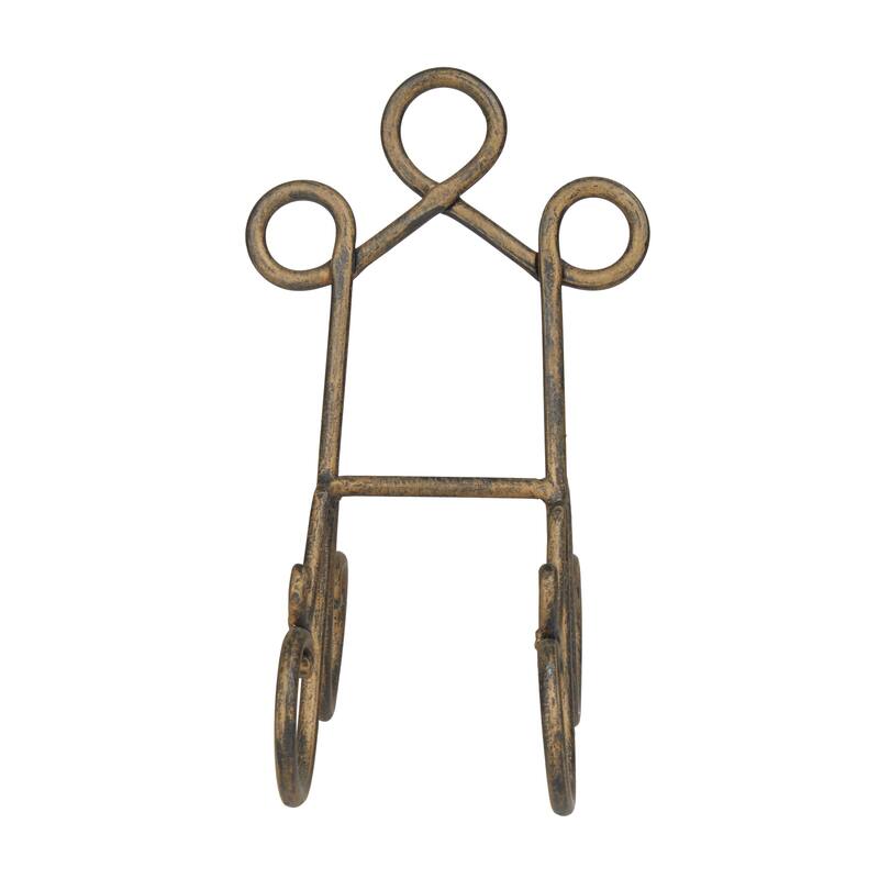 Metal Scroll Display Easel - Gold, Black or Brown - Roche River Decor - Brown -  5"W, 9"H