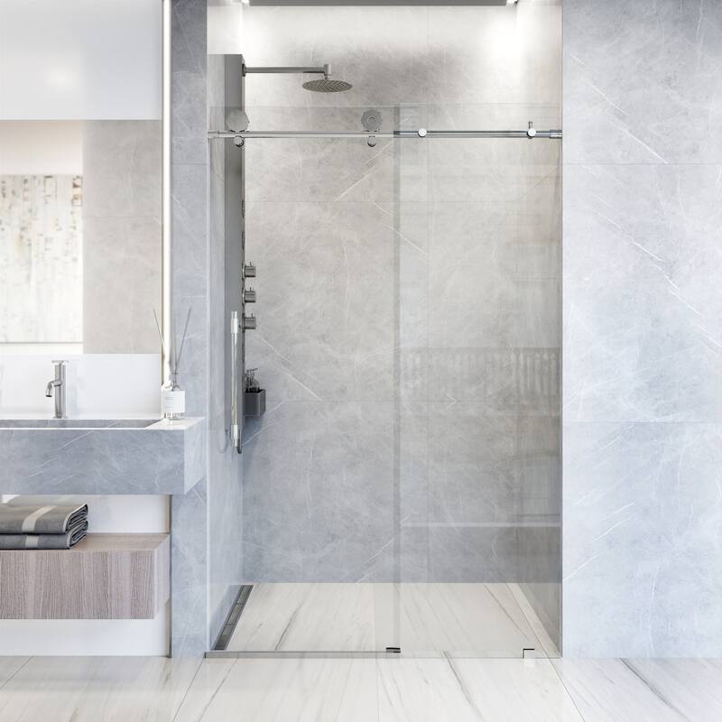 Vigo VG60226076 Elan Hart 76" High x 60" Wide Sliding Frameless Shower - Chrome