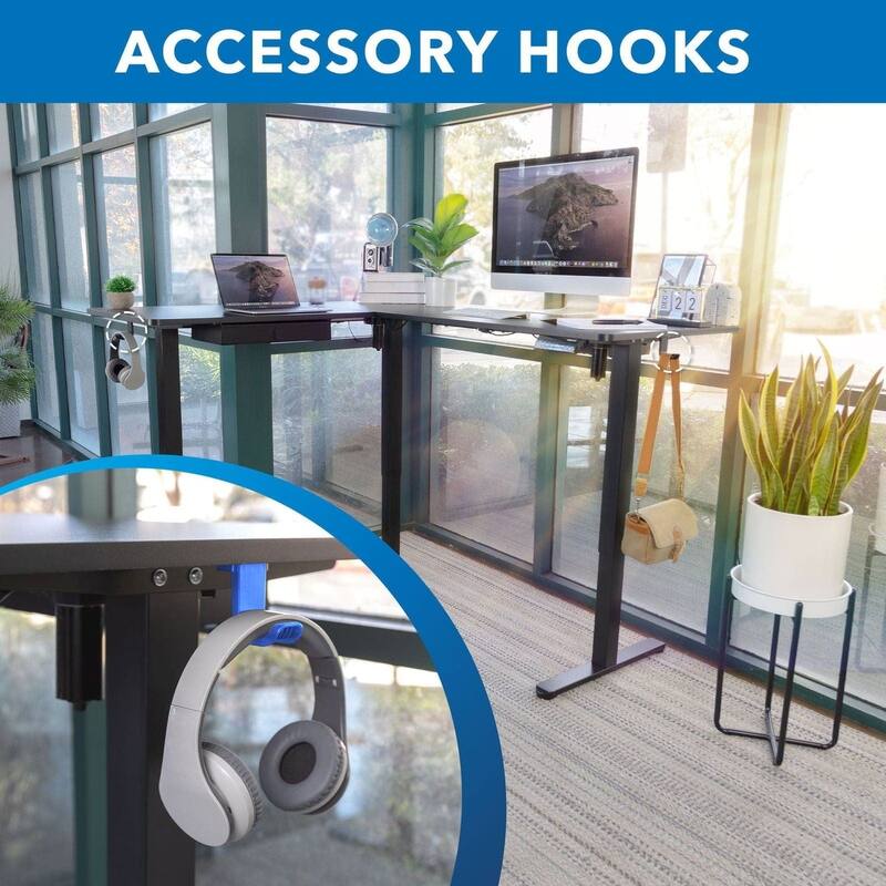 Mount-It! MI-15001 63"W L-Shaped Adjustable Particle Board Standing Desk, Black (MI-15001)