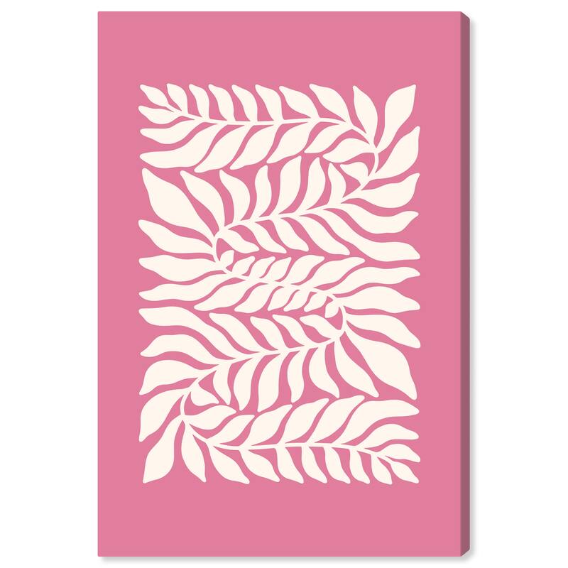 Wynwood Studio Canvas Floral and Botanical Ferns in Harmony Pink and Ivory Modern & Contemporary Wall Art Canvas Print